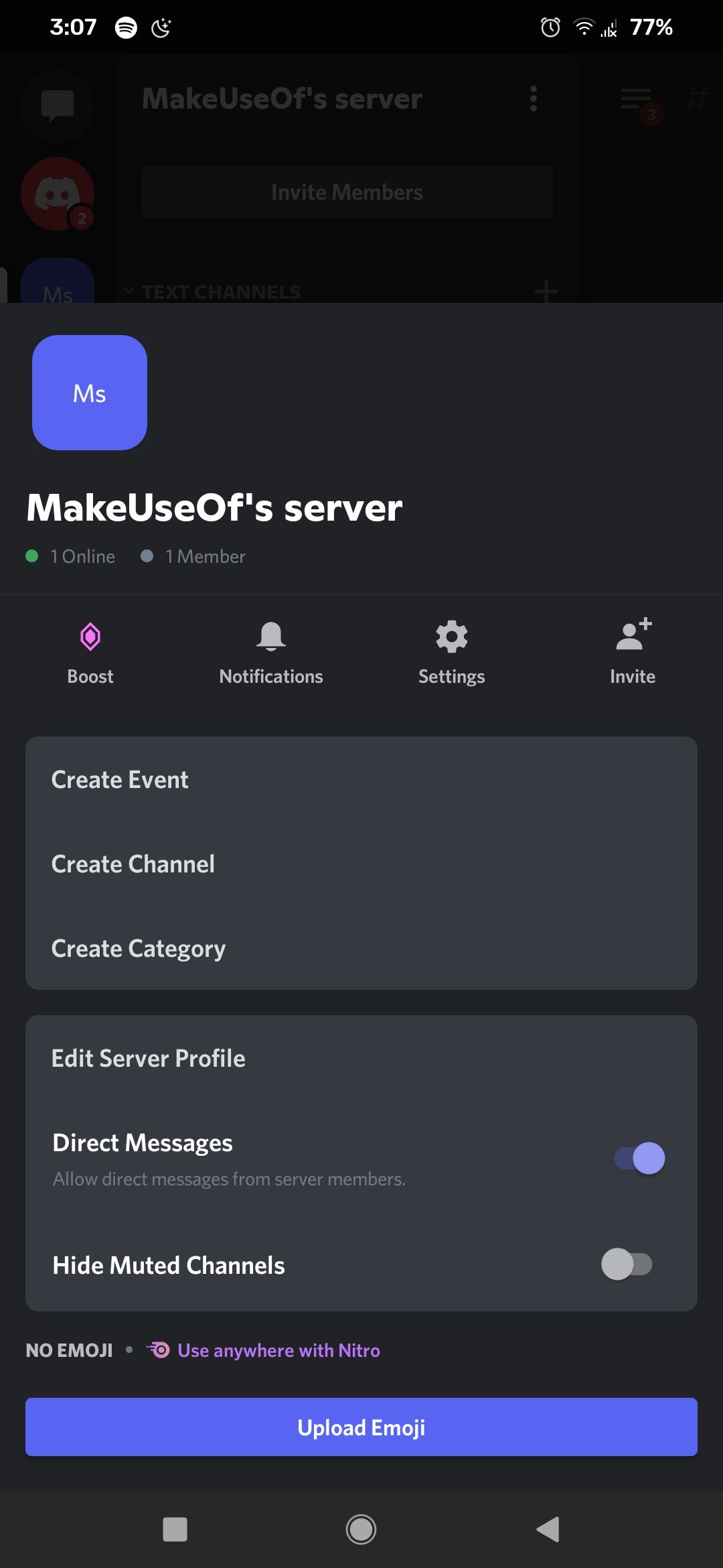 discord server settings smartphone