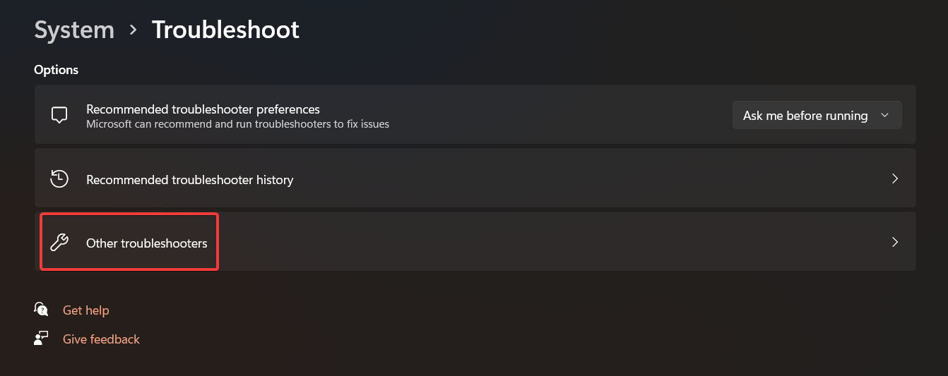 Список средств устранения неполадок в Windows