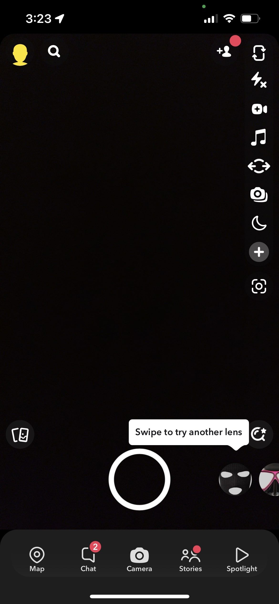 Snapchat home screen