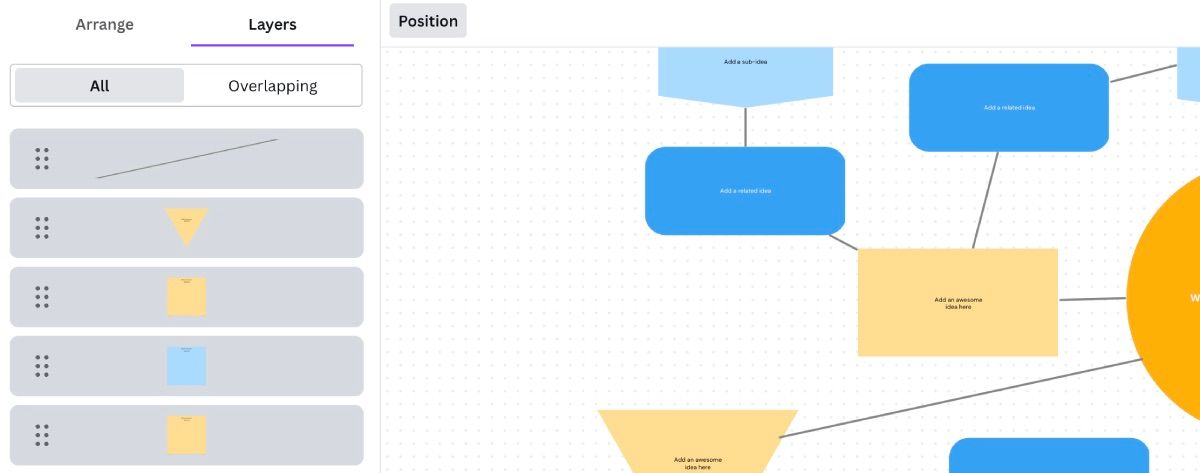 Canva Whiteboard elements position