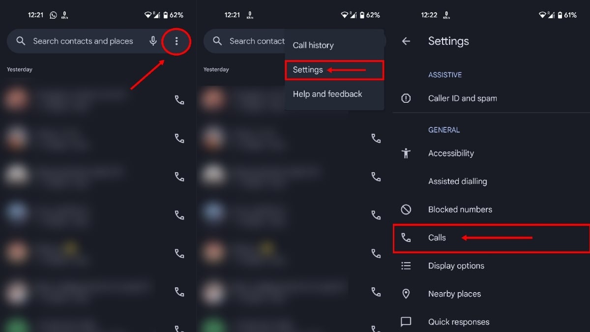 открыть настройки google dialer