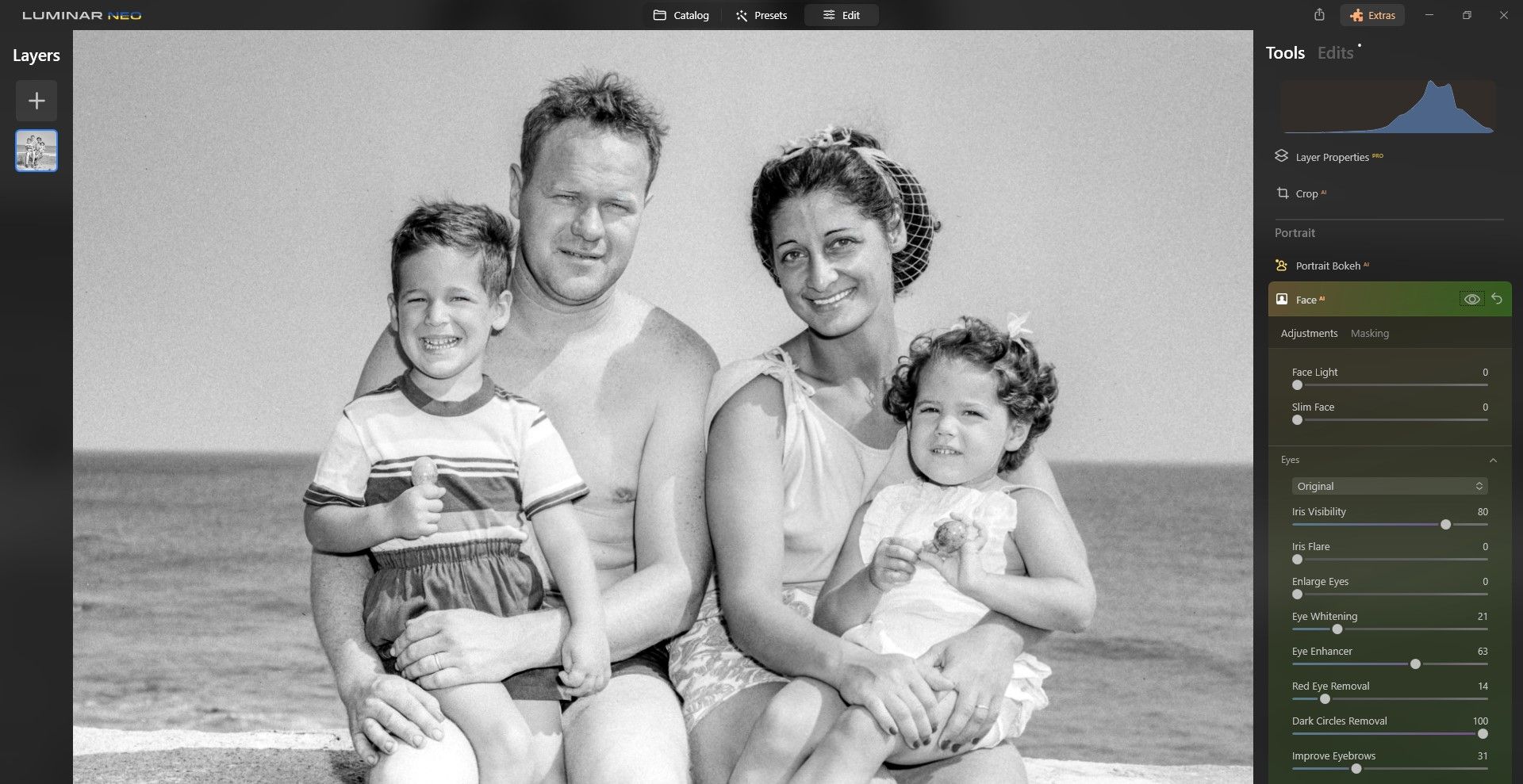 Инструмент Face AI для улучшения портретов