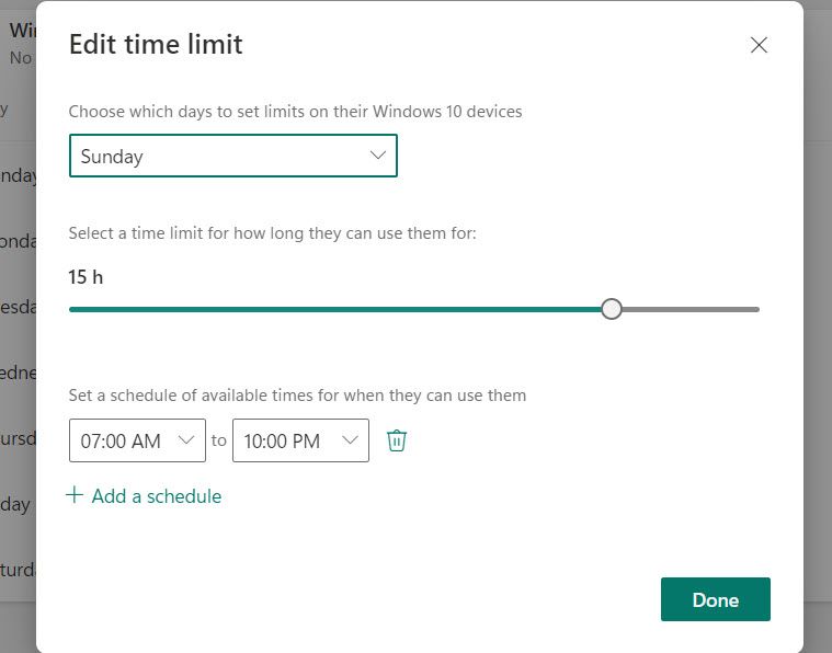 Настройка экранного времени для конкретного дня.