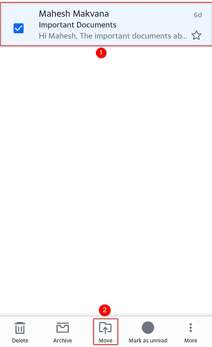 Отметьте письма и нажмите