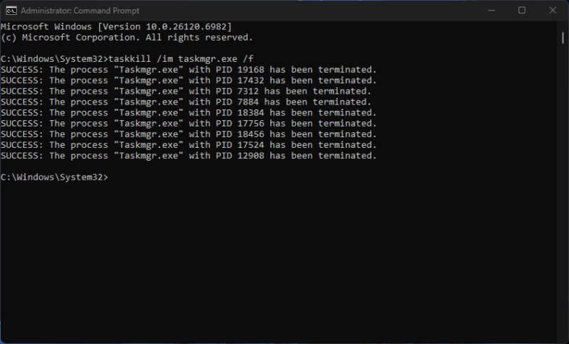 Завершение процесса через командную строку