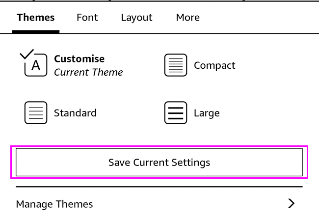 Опции тем: встроенные и кнопка сохранения