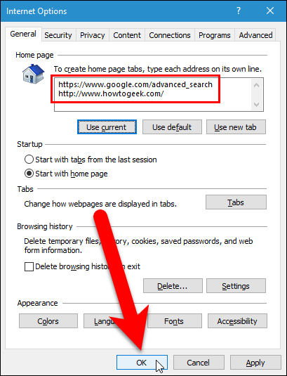 Подтверждение Home page в Internet Explorer