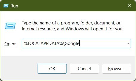Папка локальных данных Google в проводнике