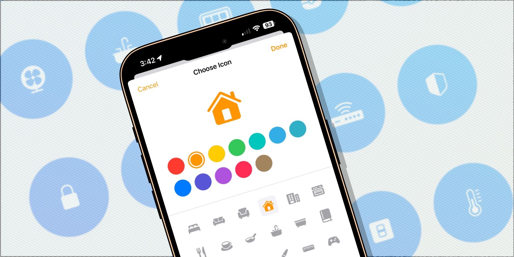 Меню значков сцены в приложении Дом iOS 17