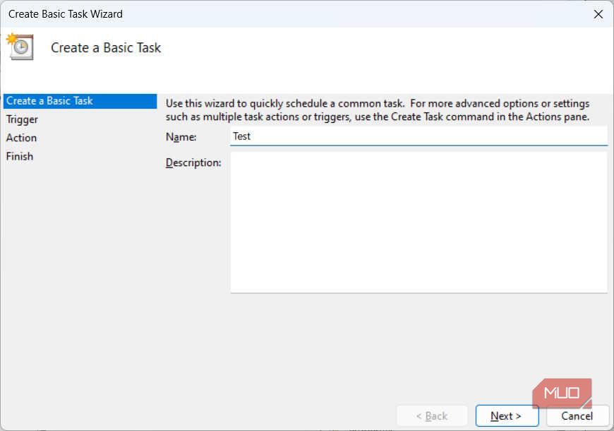 Создание простой задачи в Планировщике заданий