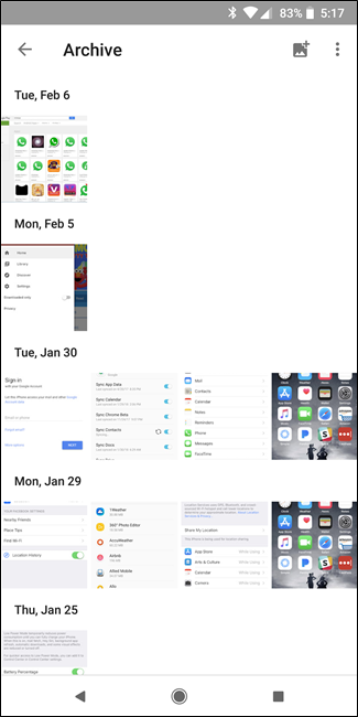 Процесс выбора фото для архивации и подтверждение