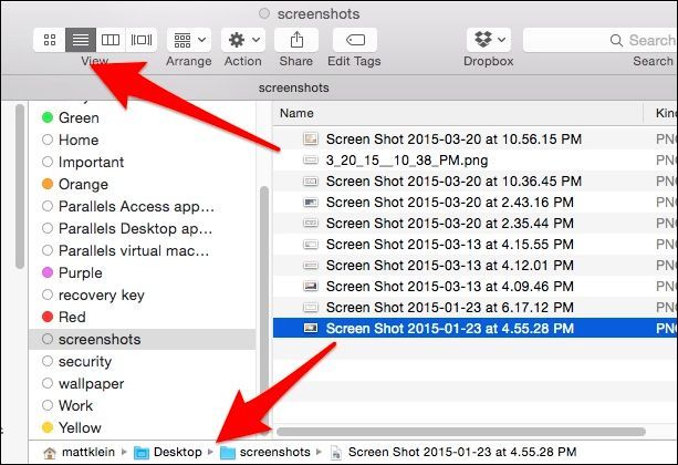 Вид Finder с колонкой расположения файлов