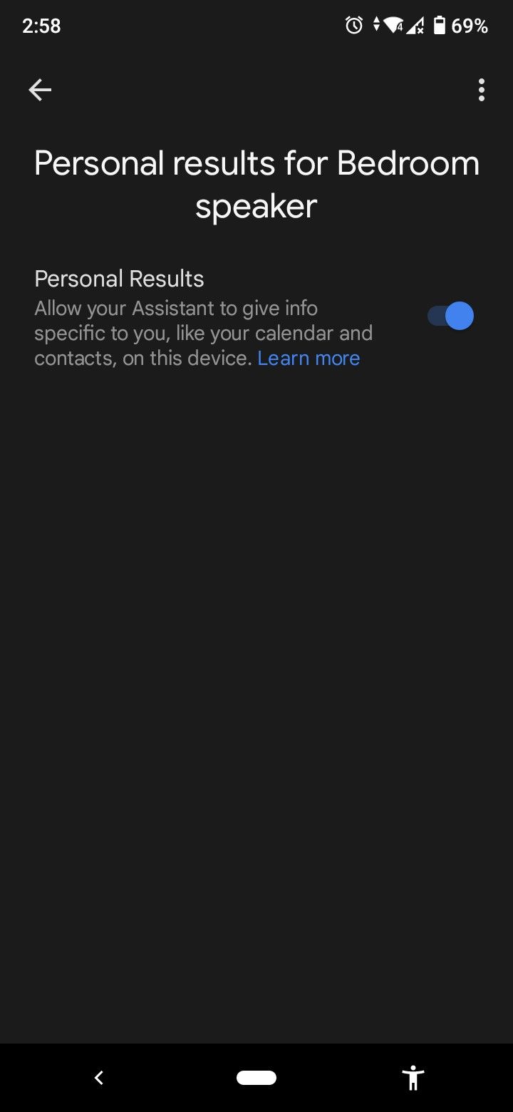 google home personal results on