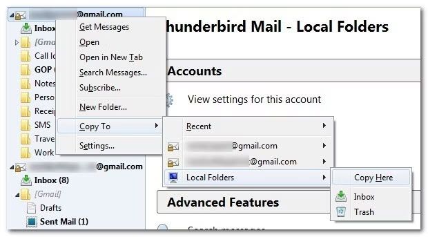 Скопировать в Локальные папки