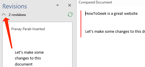 Нажмите стрелку вверх под Правками