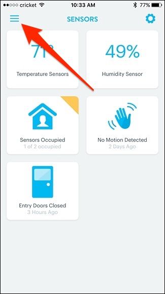Меню приложения Wink (кнопка в левом верхнем углу)