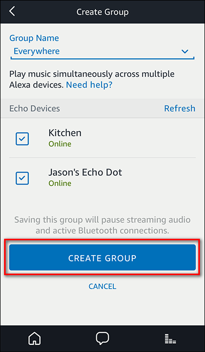 Скриншот выбора колонок для группы и кнопки Создать группу