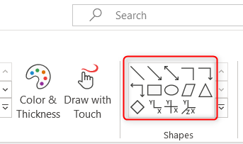 Выбор фигуры из группы Shapes