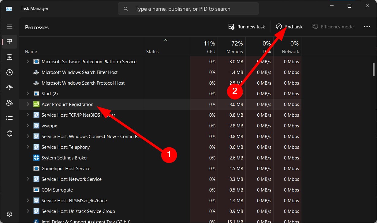 Кнопка «Завершить задачу» в Диспетчере задач