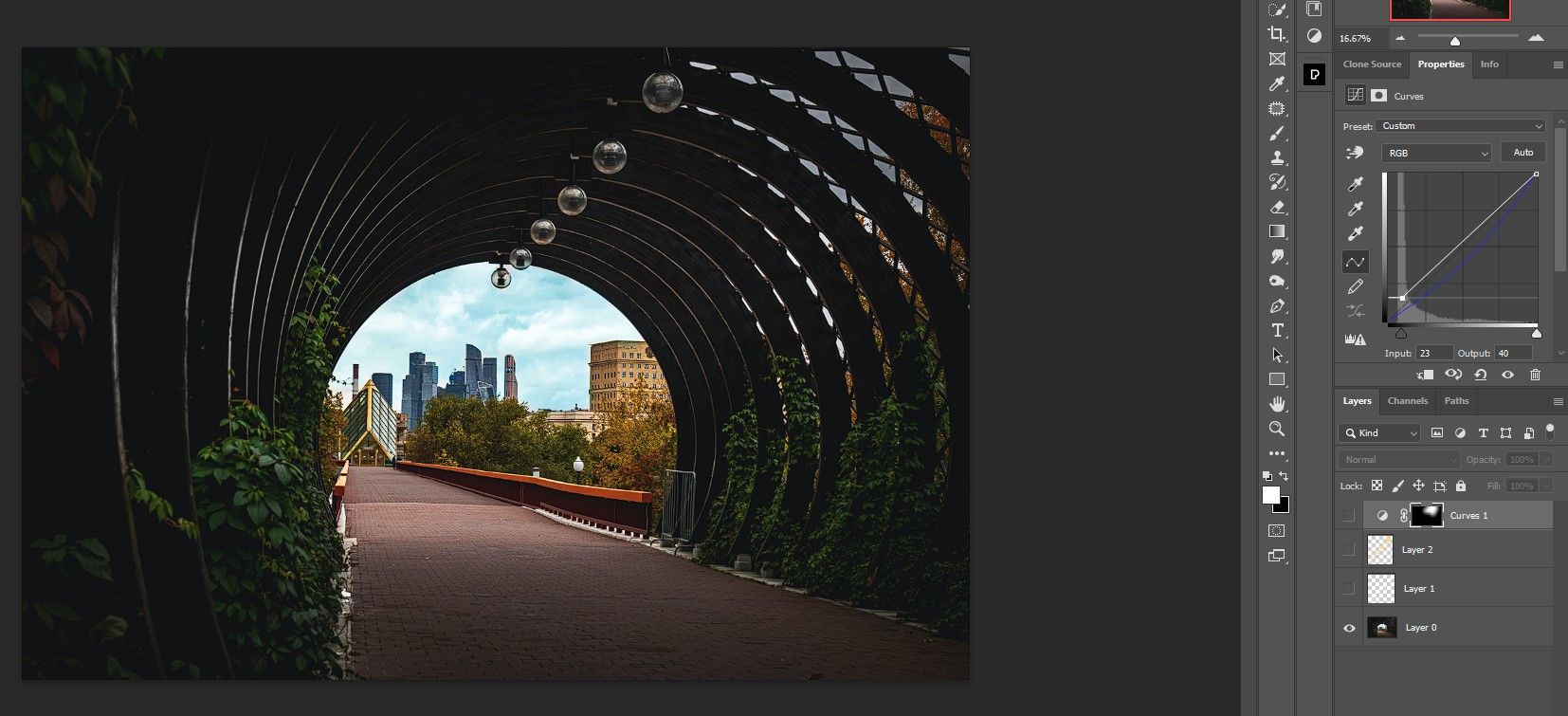 Туннель до обработки