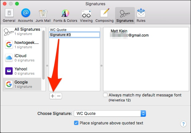 Добавление новой подписи и её редактирование