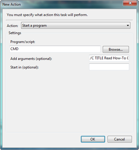 Скриншот указания программы CMD.exe
