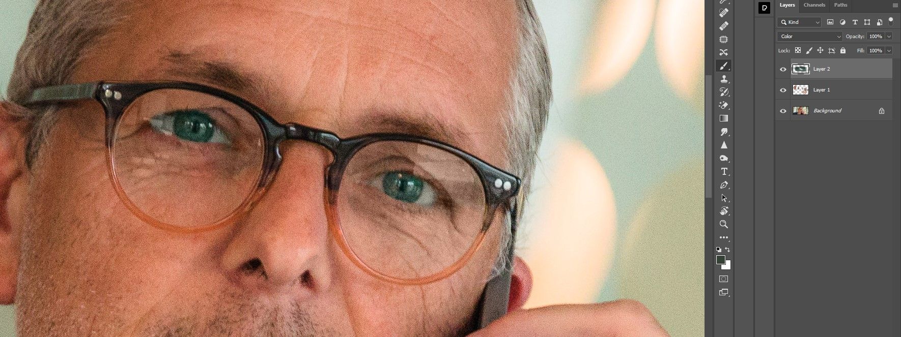 Синхронизация цвета глаз путём выборки и закрашивания