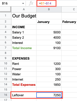 Формула вычитания остатка средств