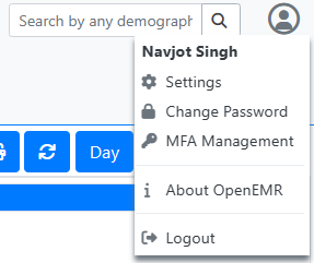 Меню управления MFA