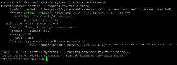 Статус сервиса Redis