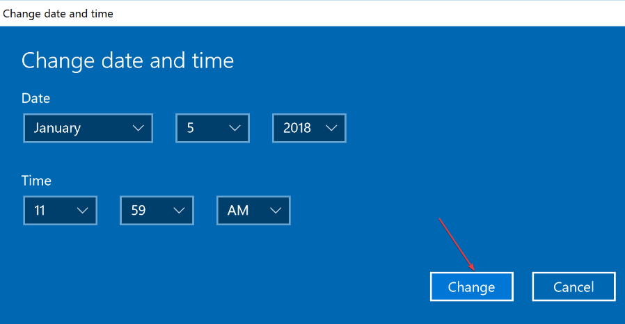 Изменение даты и времени вручную