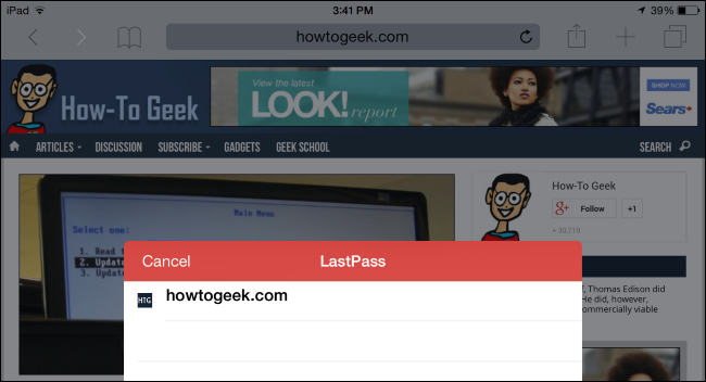 LastPass расширение в Safari на iOS 8
