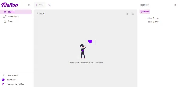 Панель управления FileRun