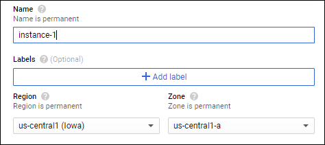 Выбор имени, региона и зоны