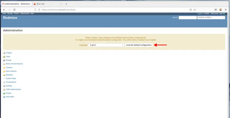 Панель администратора Redmine
