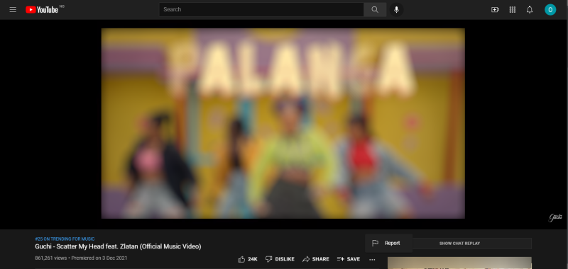 Кнопка меню для жалобы на видео