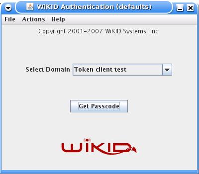 Интерфейс токена WiKID — выбор домена