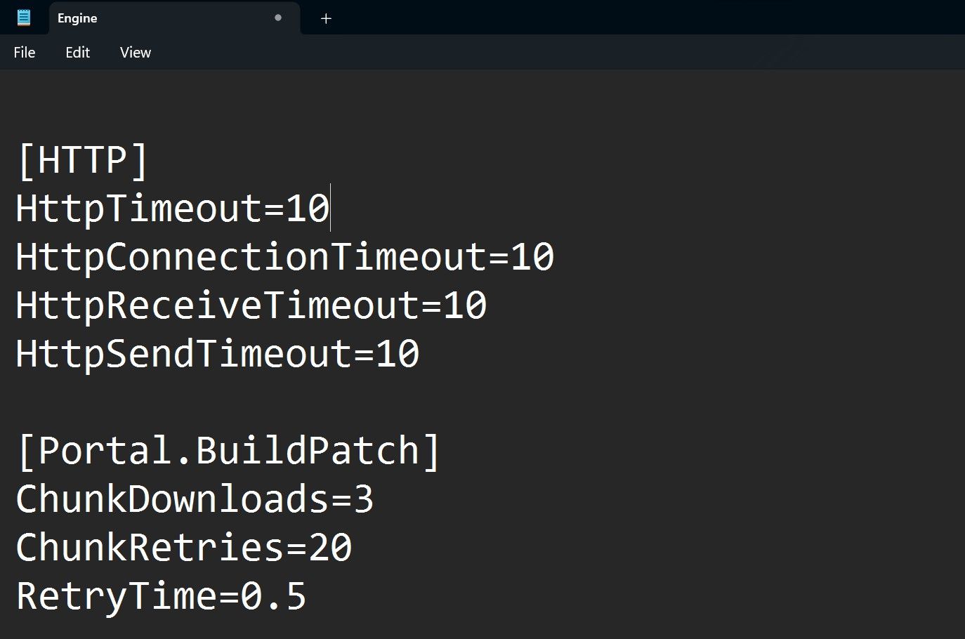 Сохранение файла Engine.ini после внесения изменений