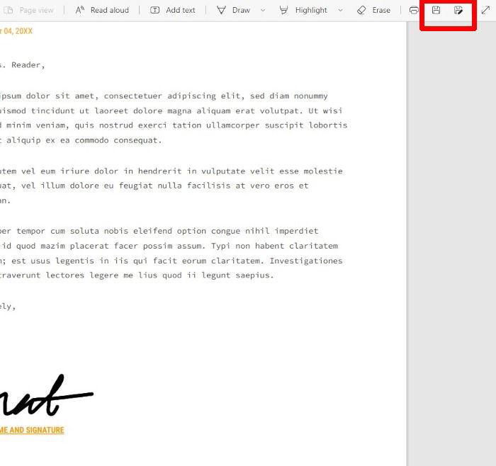 Иконки сохранения в Microsoft Edge: сохранить изменения в PDF