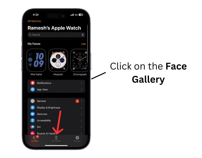 Откройте раздел Фото в Face Gallery на iPhone