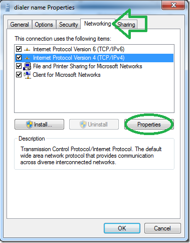 Окно свойств VPN-подключения в Windows 7