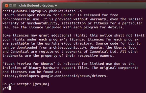Устройство загружается в Ubuntu Touch после установки