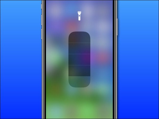 Ползунок регулировки яркости фонарика iPhone