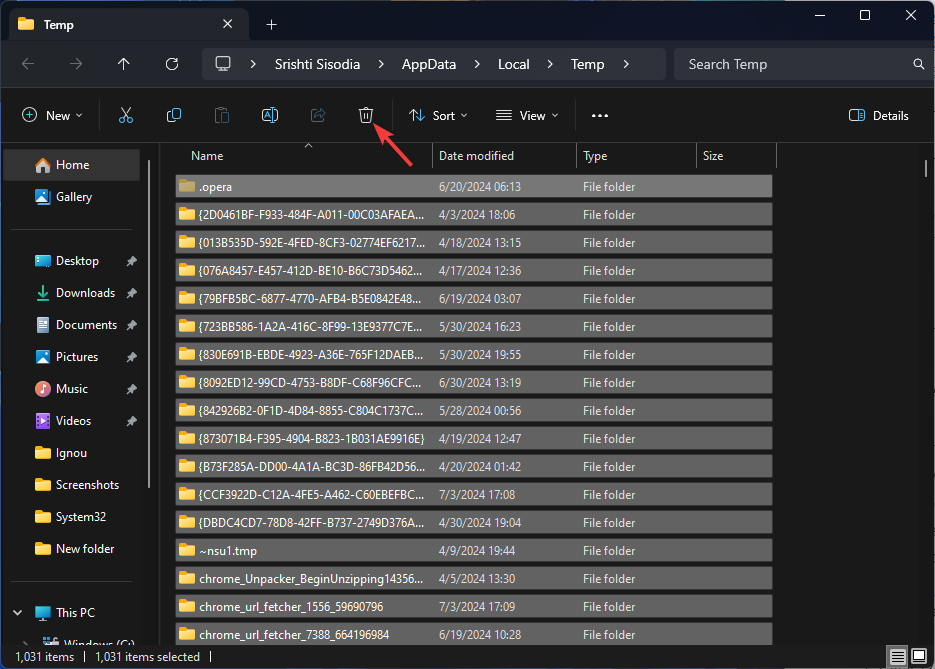Папка временных файлов Windows