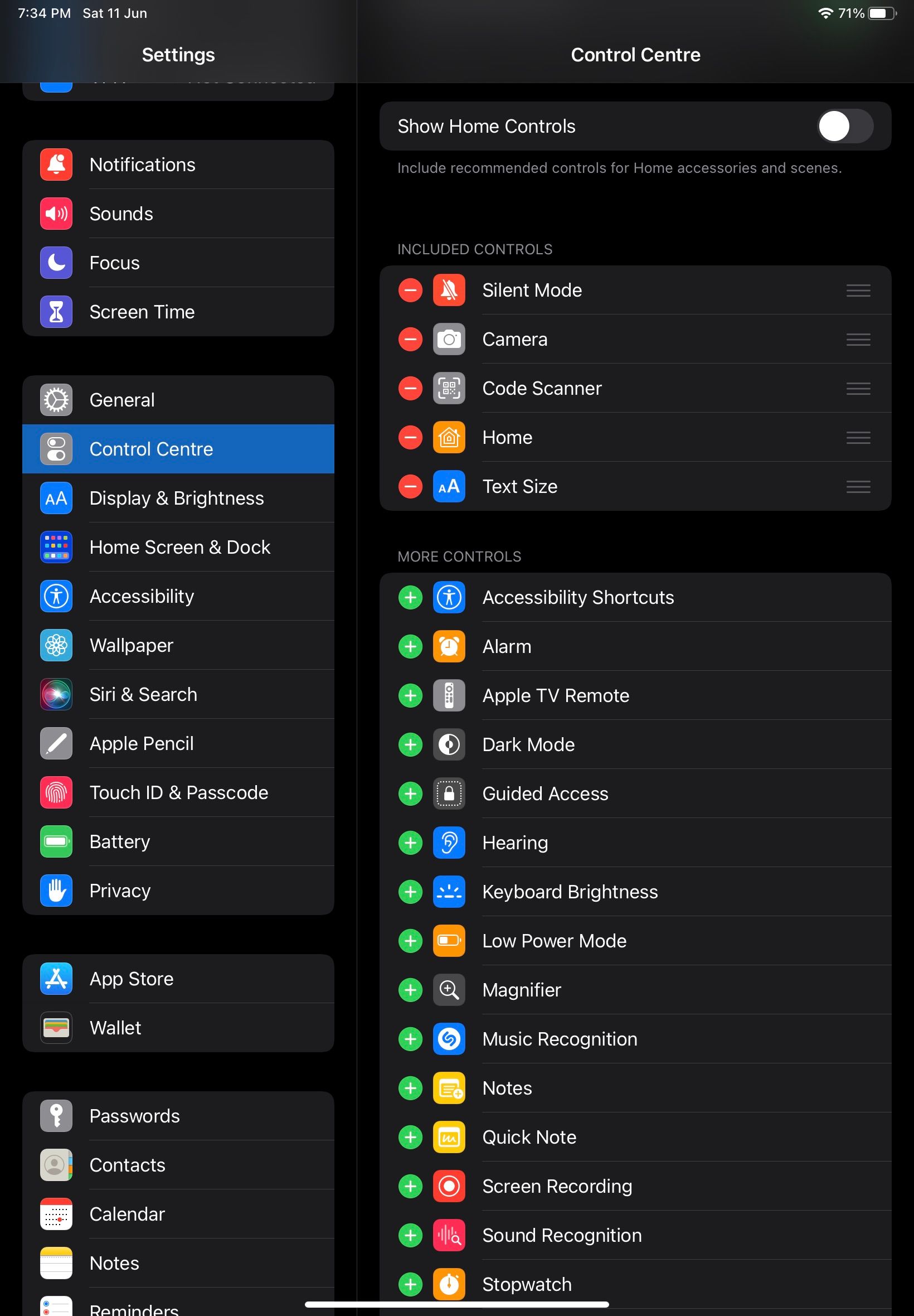 Настройка Пункта управления iPad