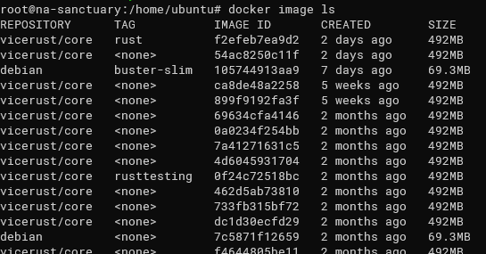 Вывод команды docker image ls с несколькими версиями образов