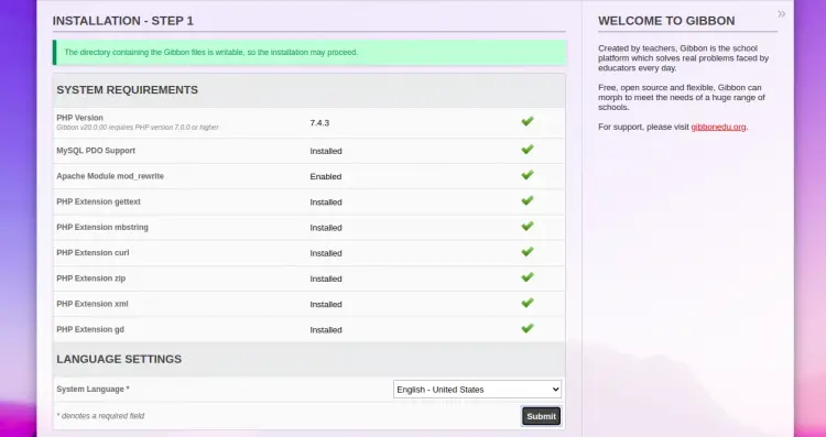 Требования системы Gibbon