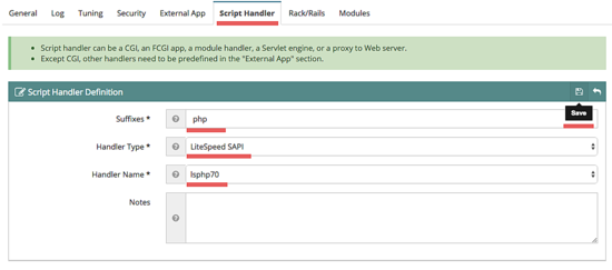 Настройка обработчика PHP 7.