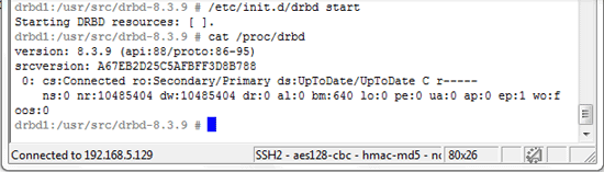 Статус DRBD на drbd1