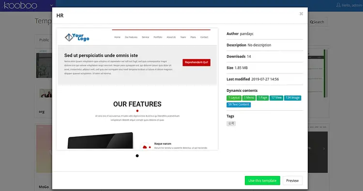 Визуальный редактор страниц Kooboo